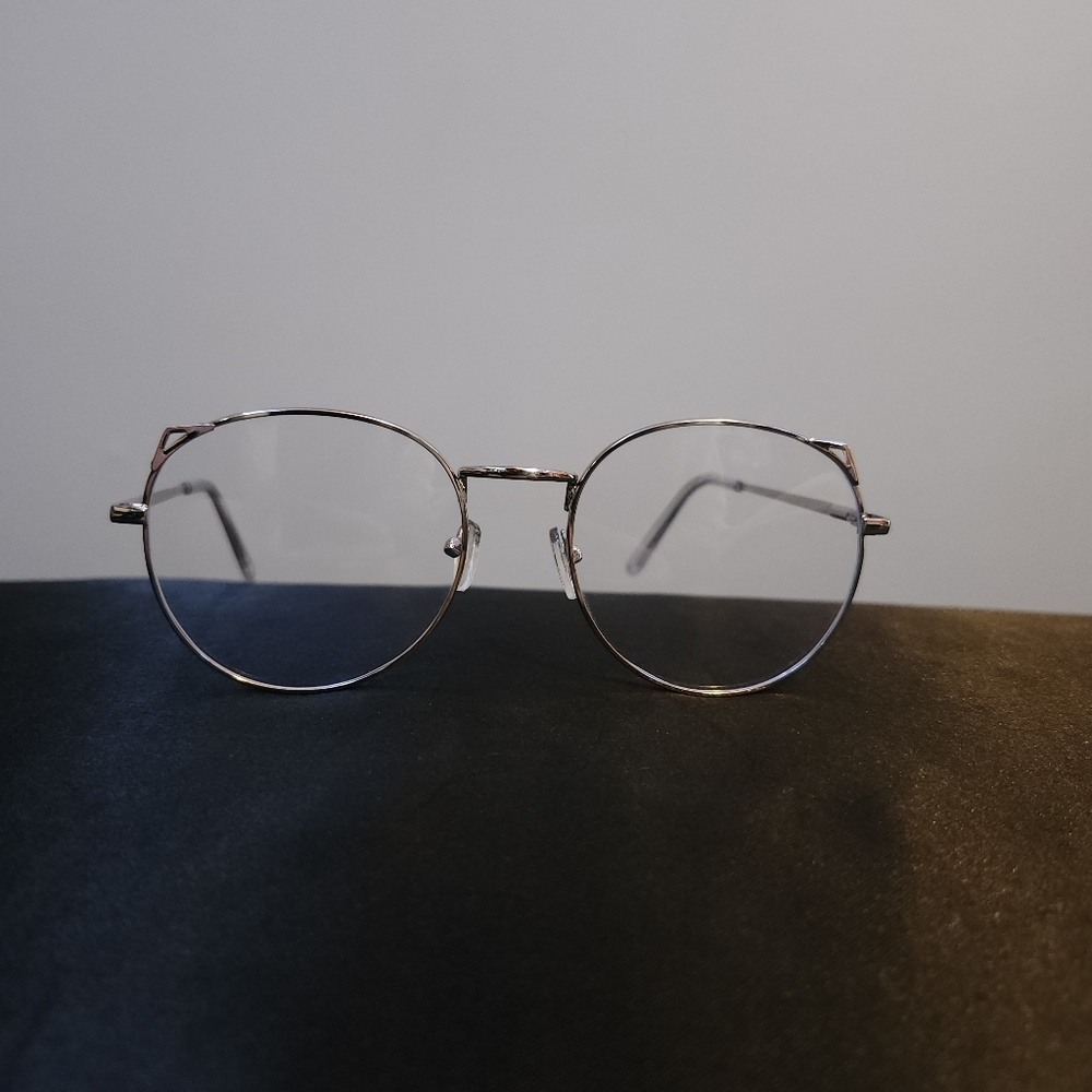 Victoria Round Cat Eye Silver Non-prescription Glasses